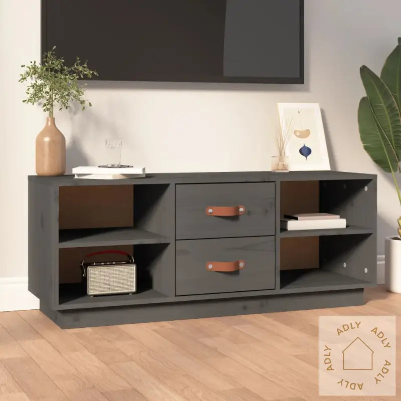 Tv-Benk Grå 100X34X40 Cm Heltre Furu