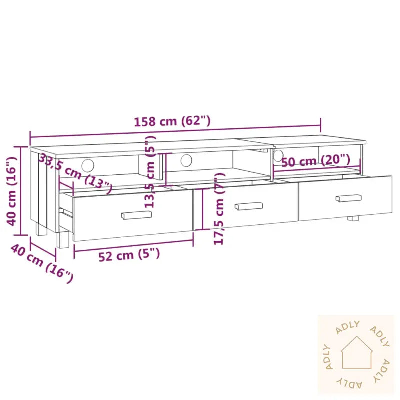 Tv-Benk Hamar Lysegrå 158X40X40 Cm Heltre Furu