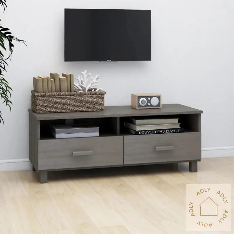 Tv-Benk Hamar Lysegrå 106X40X40 Cm Heltre Furu