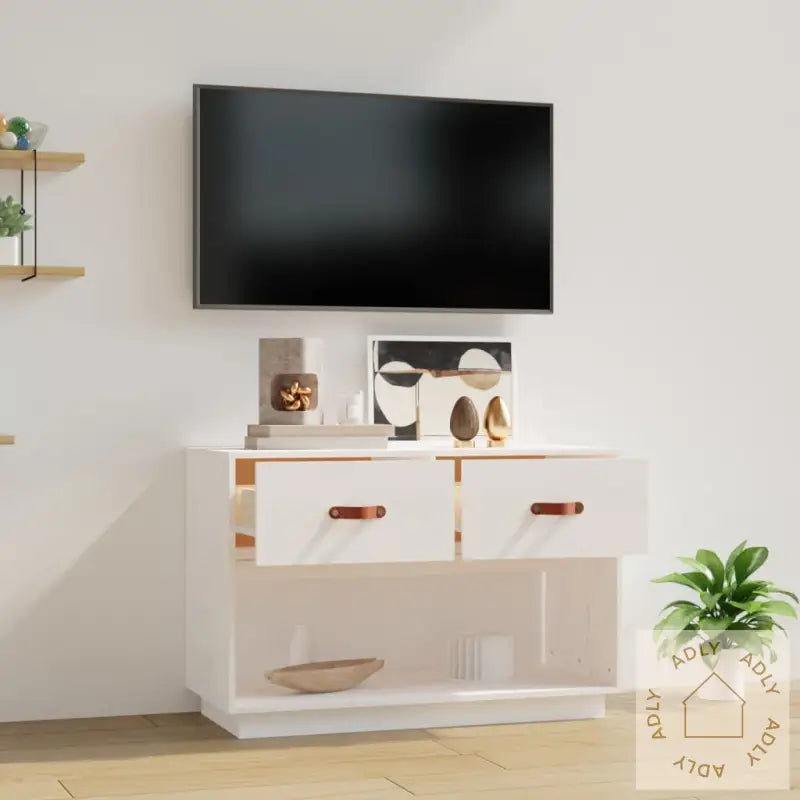 Tv-Benk Hvit 90X40X60 Cm Heltre Furu