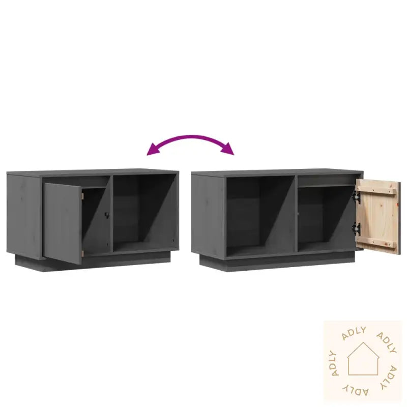 Tv-Benk Grå 74X35X44 Cm Heltre Furu