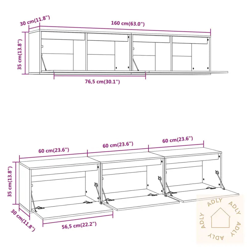 5-Delers Tv-Skapsett Massivtre Furu