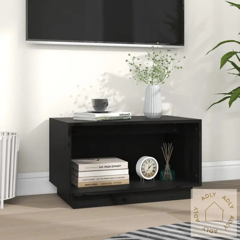 Tv-Benk Svart 60X35X35 Cm Heltre Furu