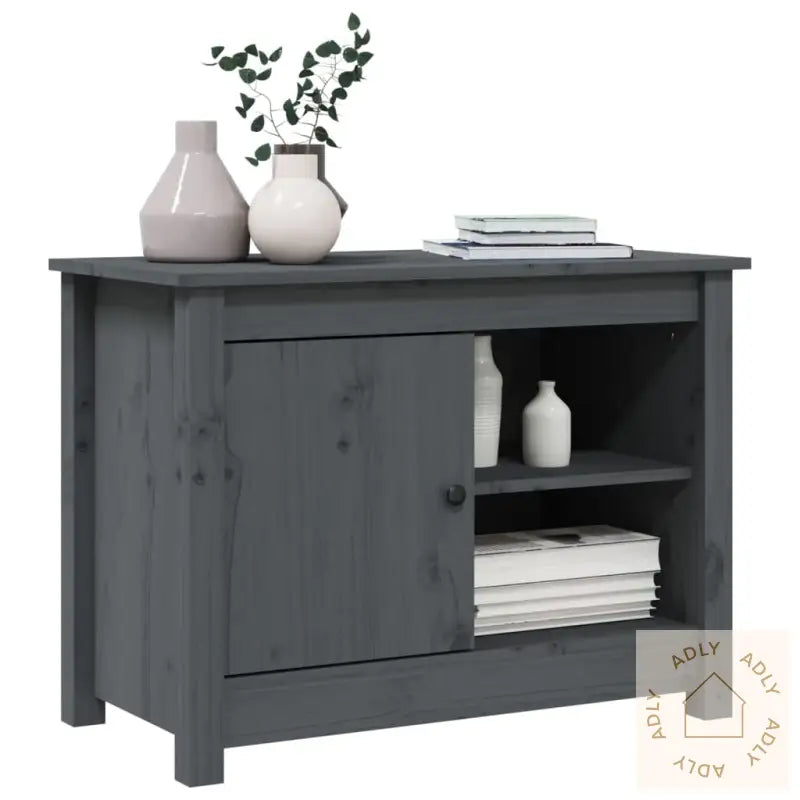 Tv-Benk Grå 70X36,5X52 Cm Heltre Furu