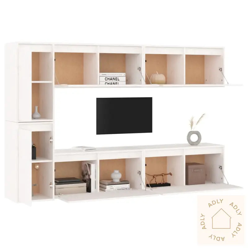 Tv-Benker 6 Stk Hvit Heltre Furu