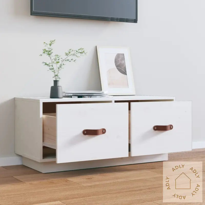 Tv-Benk Hvit 80X34X35 Cm Heltre Furu