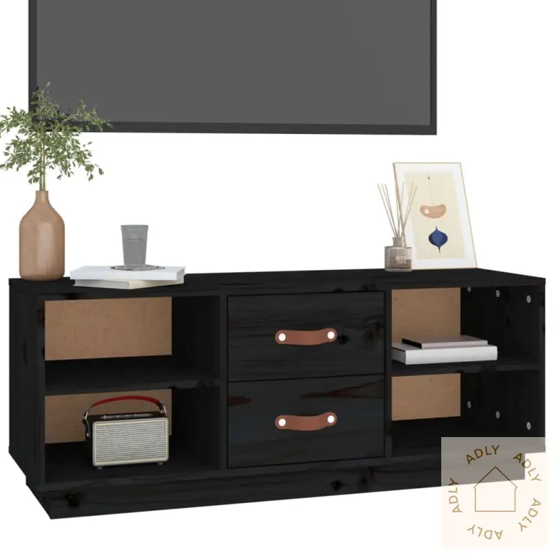 Tv-Benk Svart 100X34X40 Cm Heltre Furu