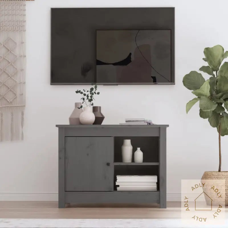 Tv-Benk Grå 70X36,5X52 Cm Heltre Furu