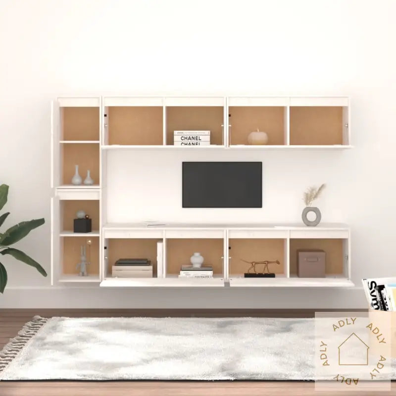 Tv-Benker 6 Stk Hvit Heltre Furu
