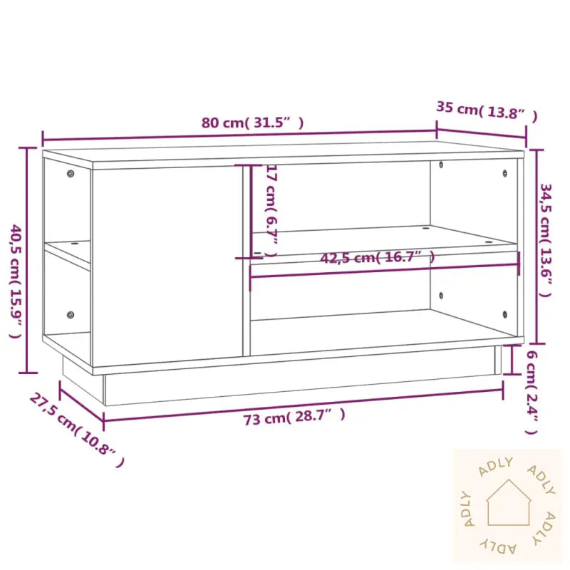 Tv-Benk Svart 80X35X40,5 Cm Heltre Furu