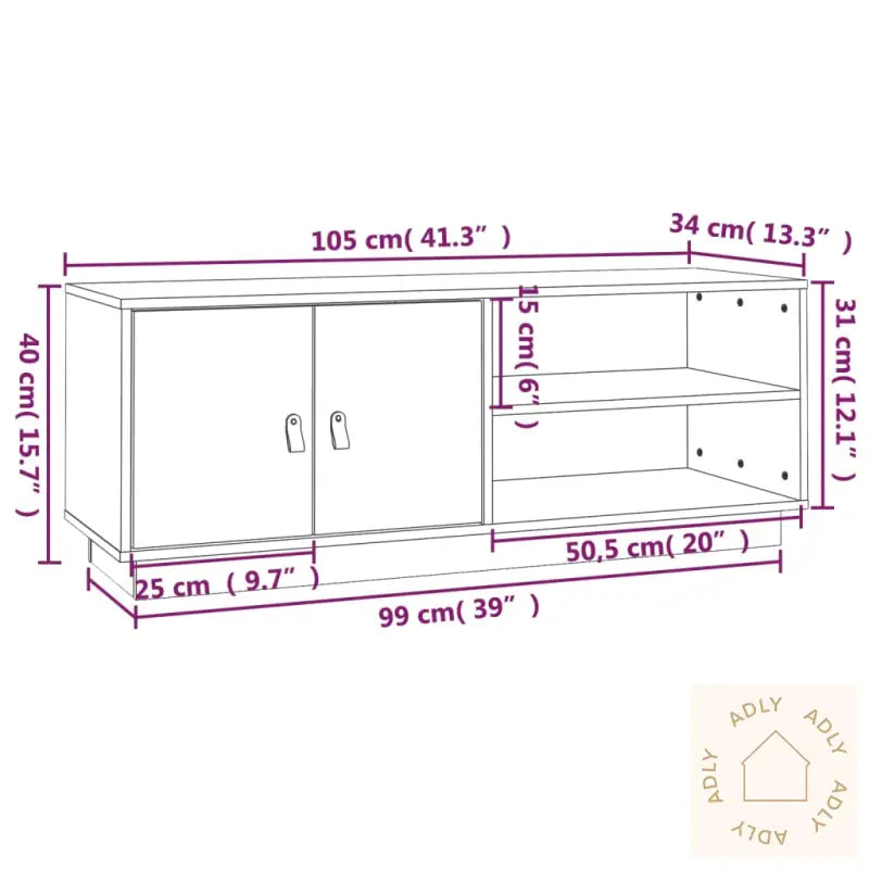 Tv-Benk Svart 105X34X40 Cm Heltre Furu