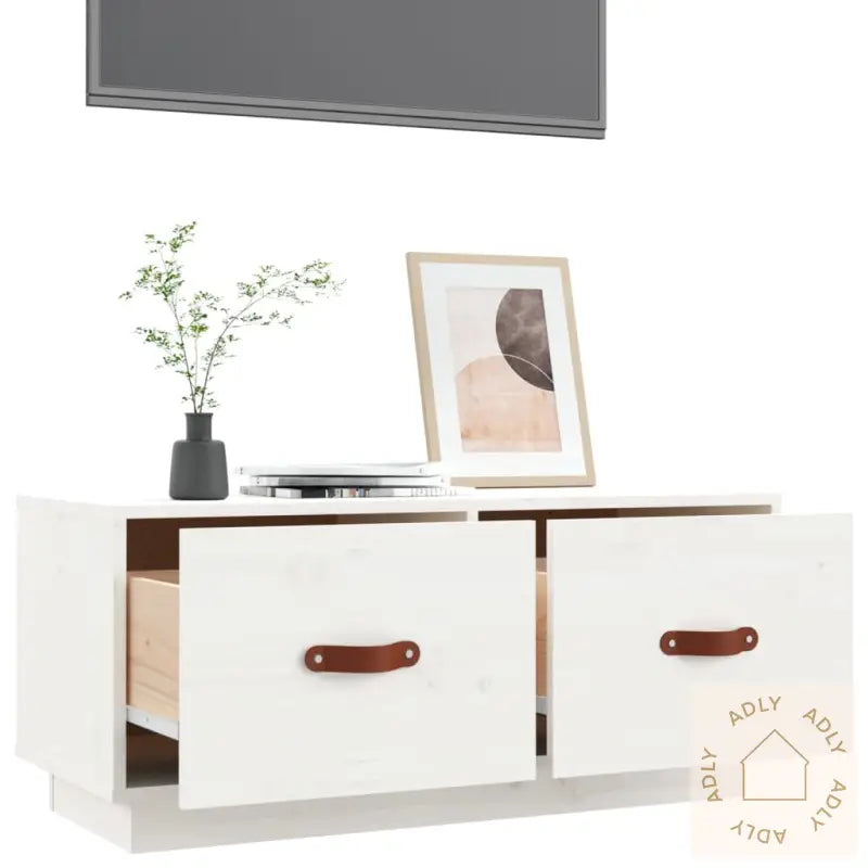 Tv-Benk Hvit 80X34X35 Cm Heltre Furu