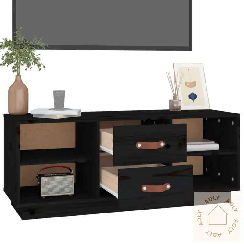 Tv-Benk Svart 100X34X40 Cm Heltre Furu