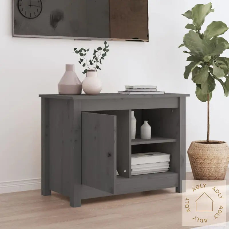 Tv-Benk Grå 70X36,5X52 Cm Heltre Furu