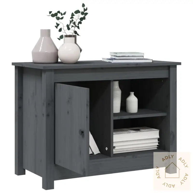 Tv-Benk Grå 70X36,5X52 Cm Heltre Furu