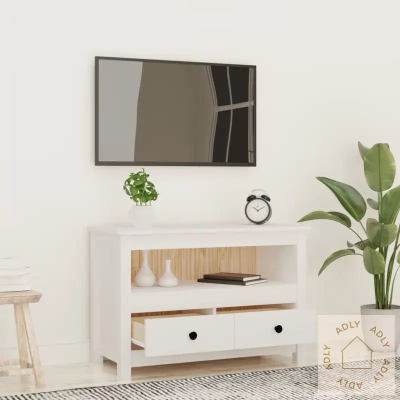 Tv-Benk Hvit 79X35X52 Cm Heltre Furu