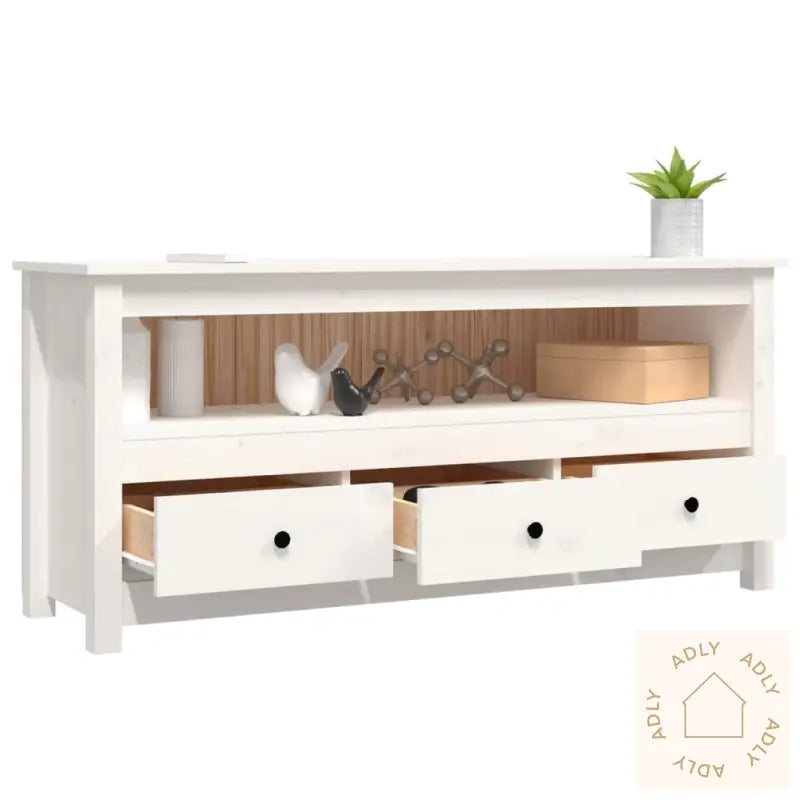 Tv-Benk Hvit 114X35X52 Cm Heltre Furu