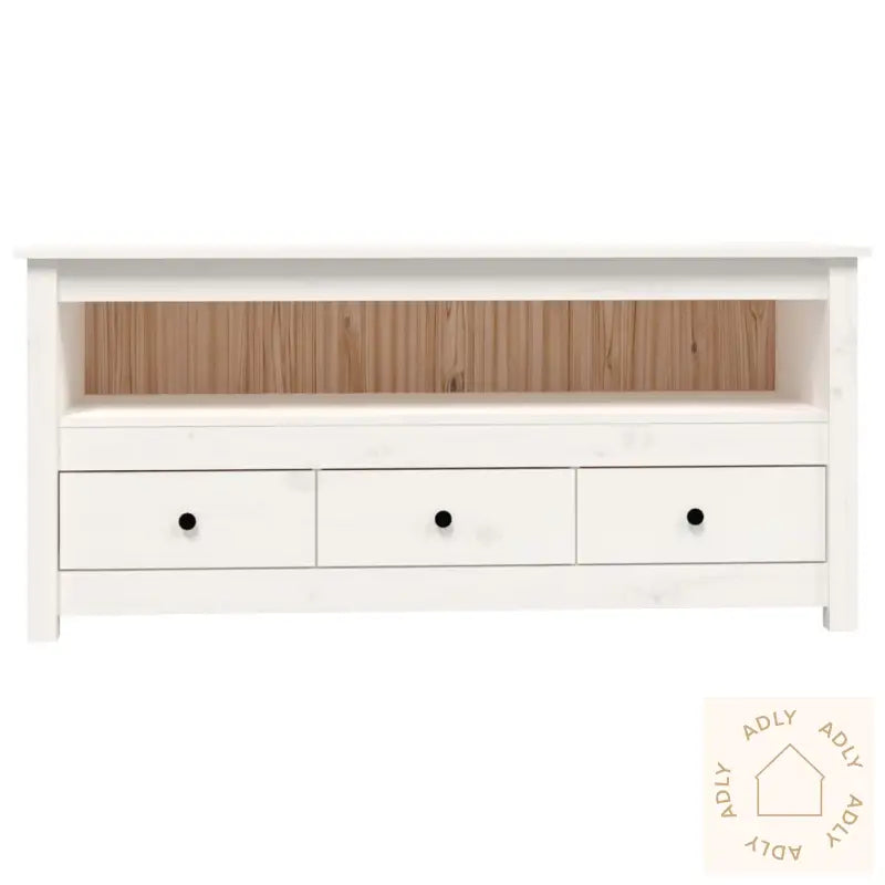 Tv-Benk Hvit 114X35X52 Cm Heltre Furu