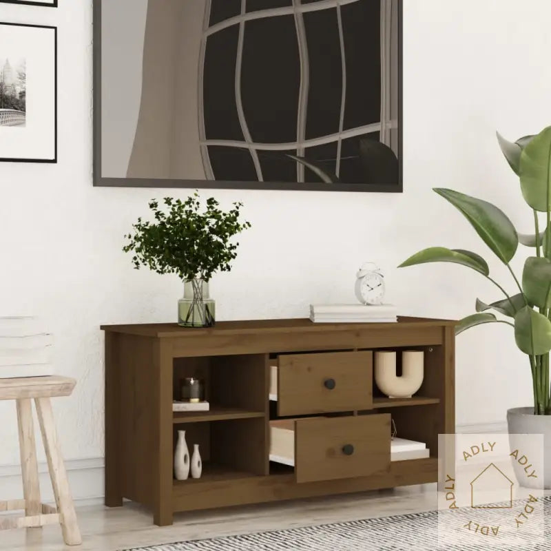 Tv-Benk Honningbrun 103X36,5X52 Cm Heltre Furu