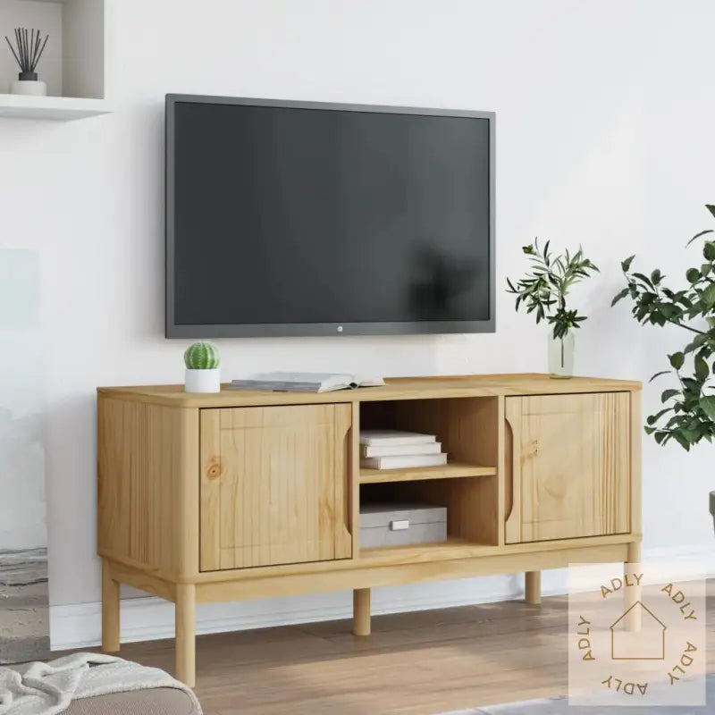 Tv-Benk Floro Voksbrun 114X43X55 Cm Heltre Furu