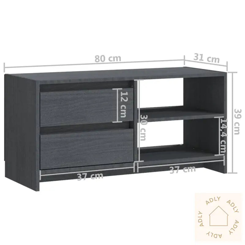 Tv-Benk 80X31X39 Cm Heltre Furu Grå