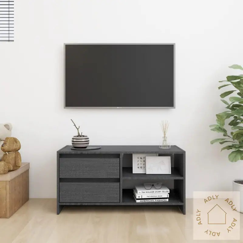 Tv-Benk 80X31X39 Cm Heltre Furu Grå