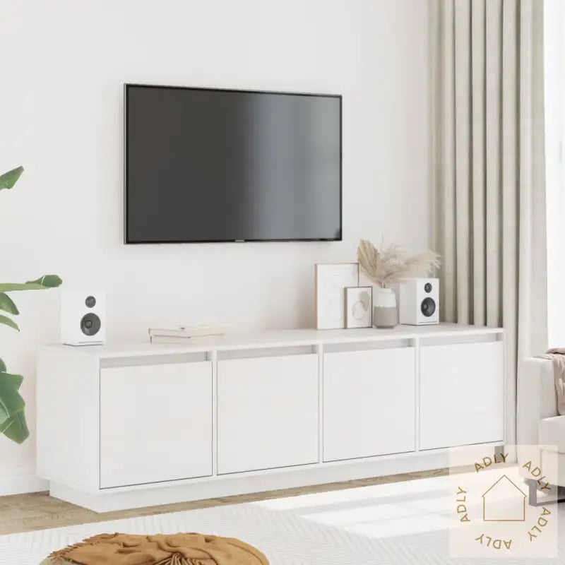 Tv-Benk Hvit 156X37X45 Cm Heltre Furu