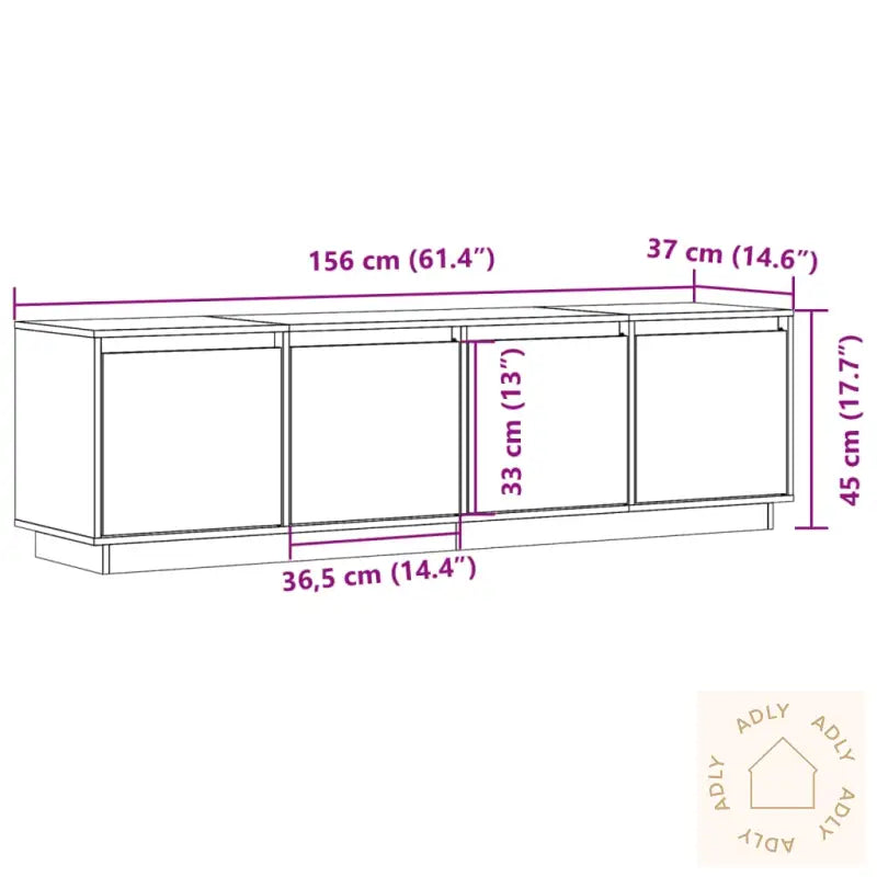 Tv-Benk Hvit 156X37X45 Cm Heltre Furu