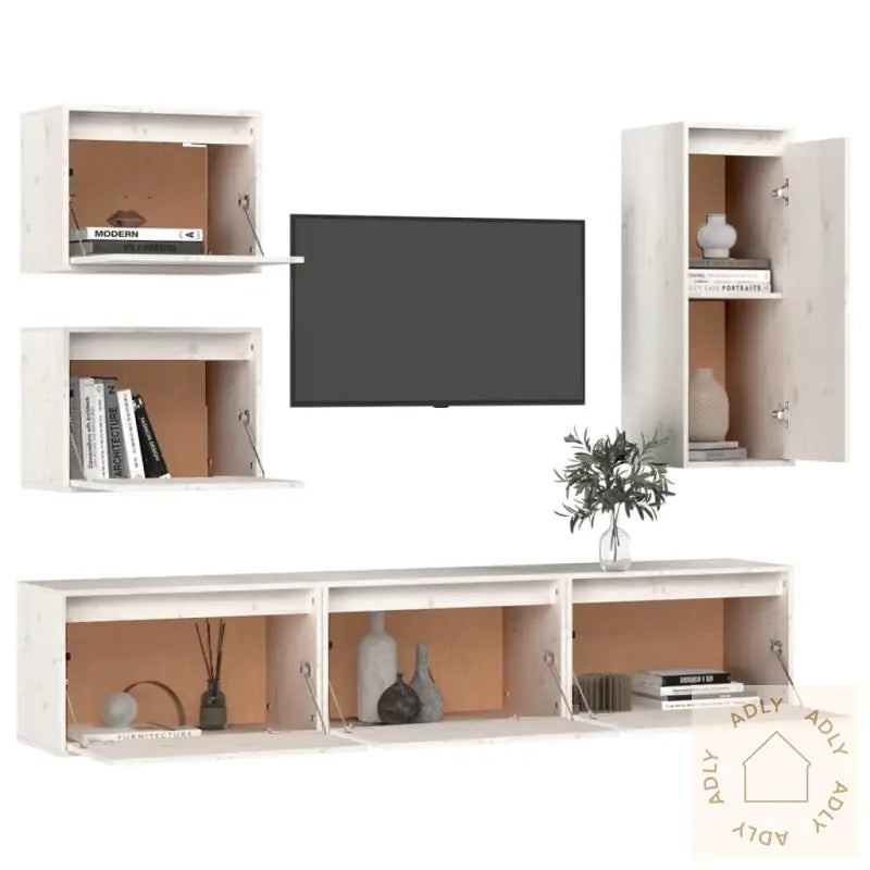 Tv-Benker 6 Stk Hvit Heltre Furu