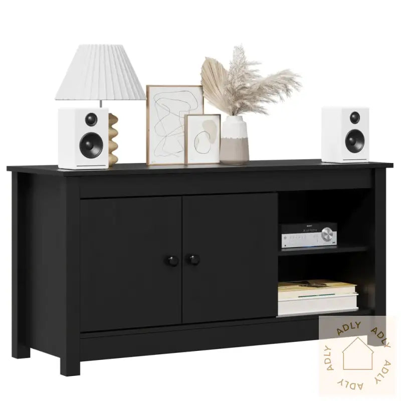 Tv-Benk Svart 103X36,5X52 Cm Heltre Furu