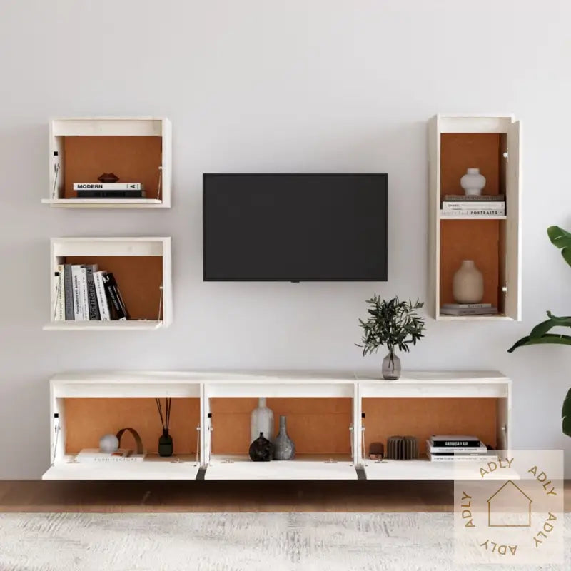 Tv-Benker 6 Stk Hvit Heltre Furu