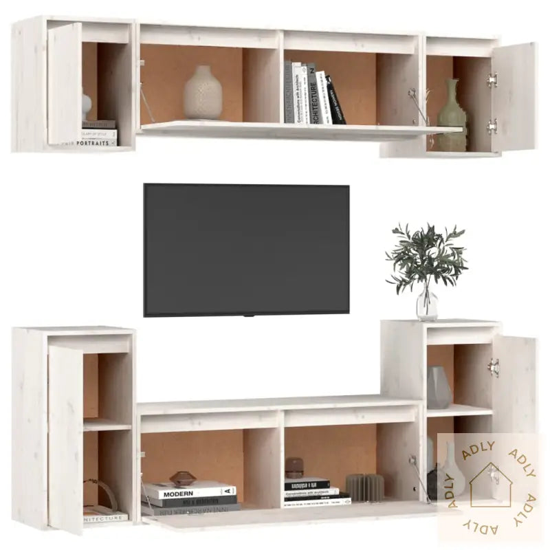 Tv-Benker 6 Stk Hvit Heltre Furu