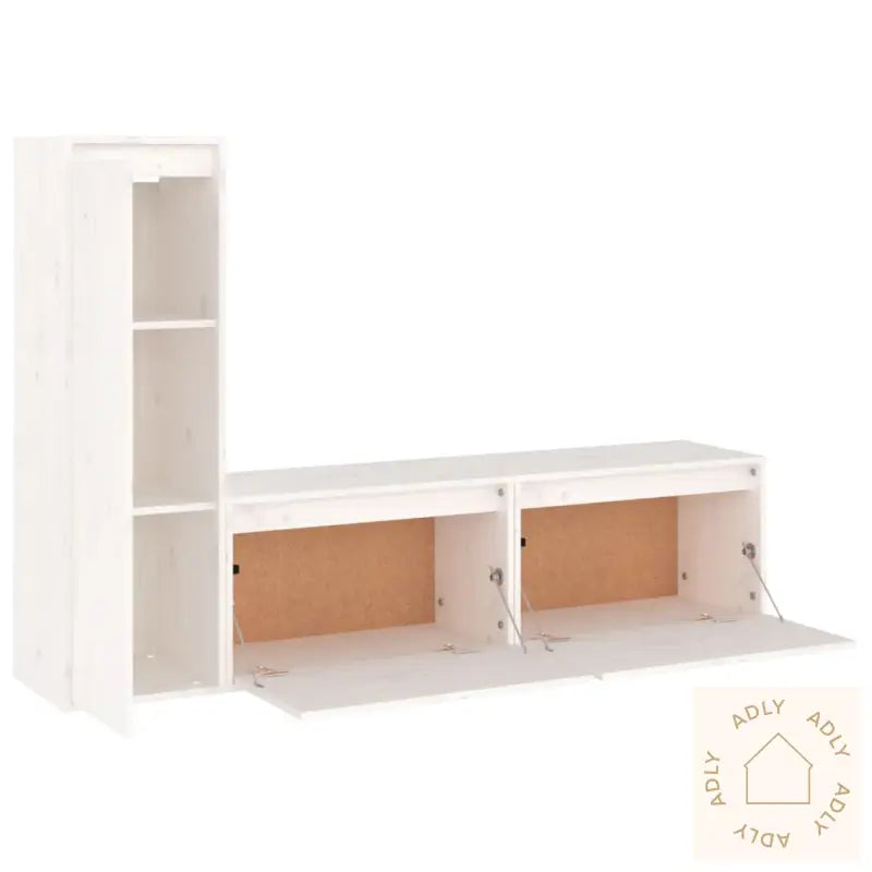 Tv-Benker 3 Stk Hvit Heltre Furu