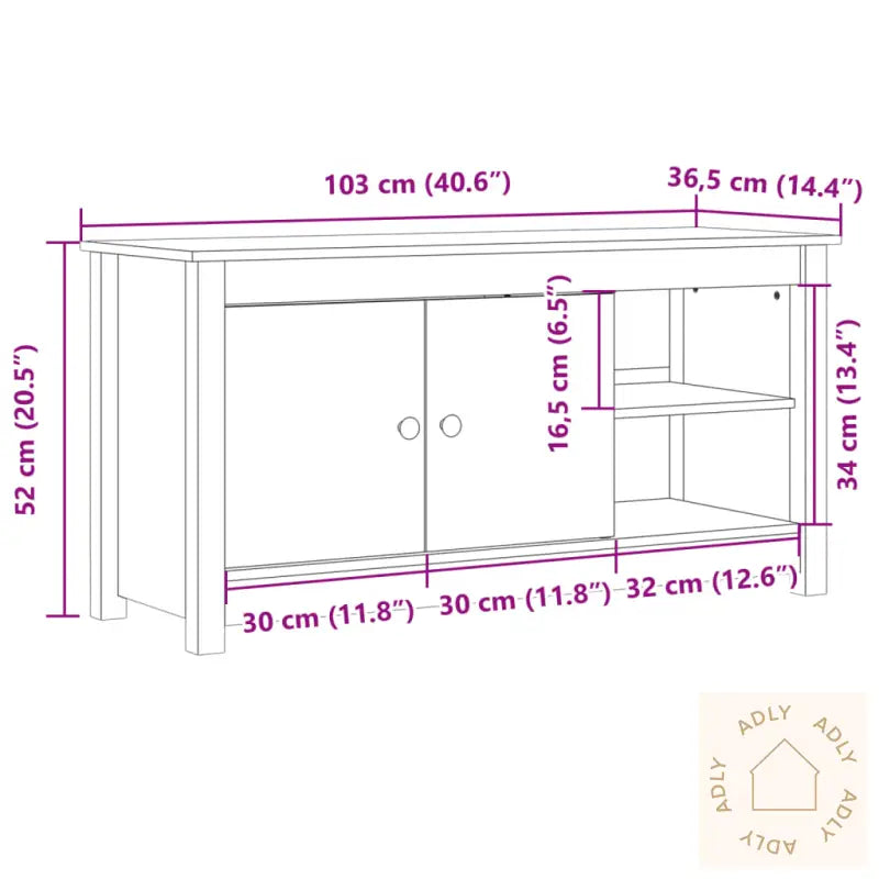 Tv-Benk Svart 103X36,5X52 Cm Heltre Furu