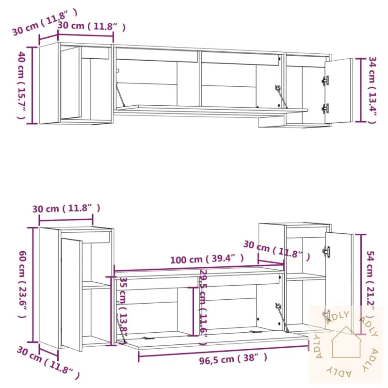 Tv-Benker 6 Stk Hvit Heltre Furu
