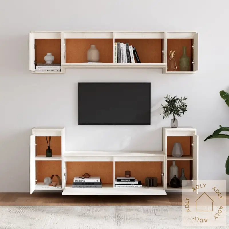 Tv-Benker 6 Stk Hvit Heltre Furu