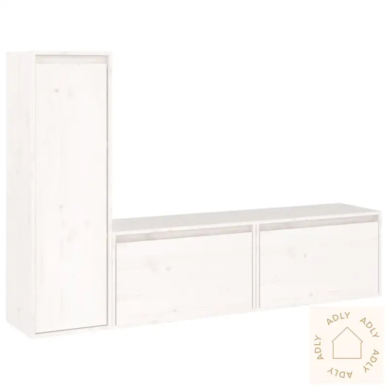 Tv-Benker 3 Stk Hvit Heltre Furu