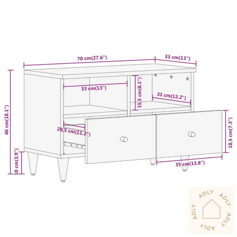 Tv-Benk 70X33X46 Cm Heltre Mango