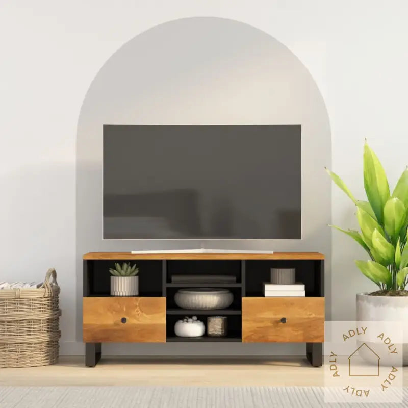 Tv-Benk 100X33X46 Cm Heltre Mango Og Konstruert Tre