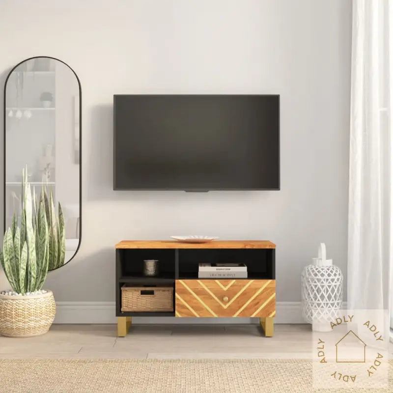 Tv-Benk Brun Og Svart 80X33,5X46 Cm Heltre Mango