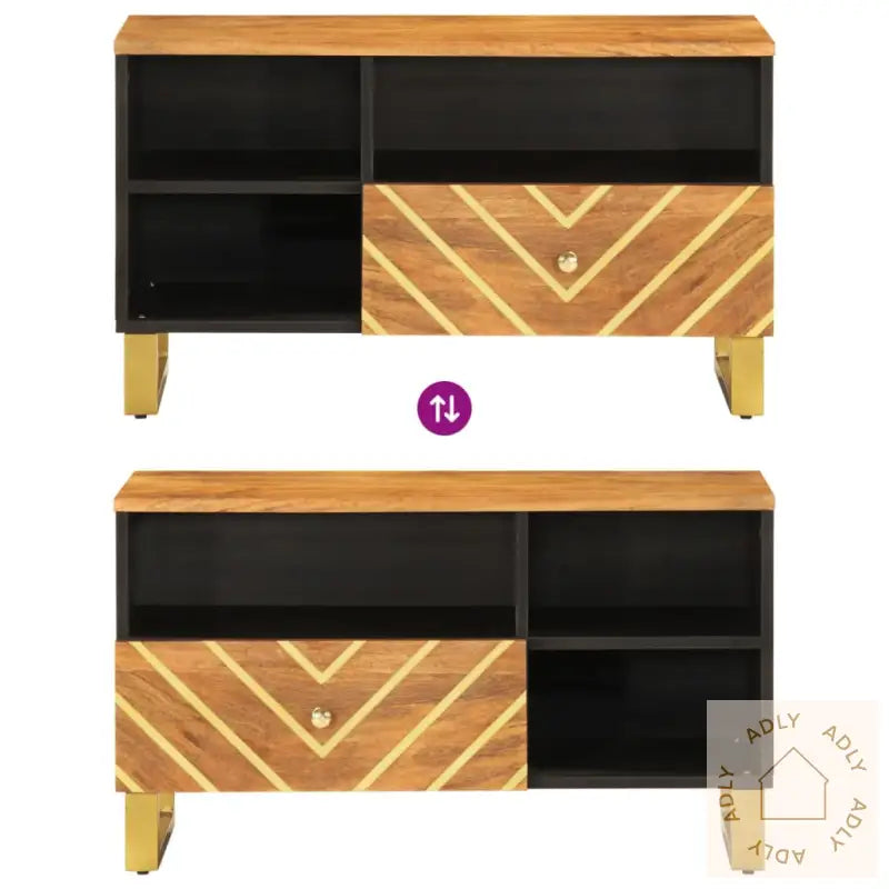 Tv-Benk Brun Og Svart 80X33,5X46 Cm Heltre Mango