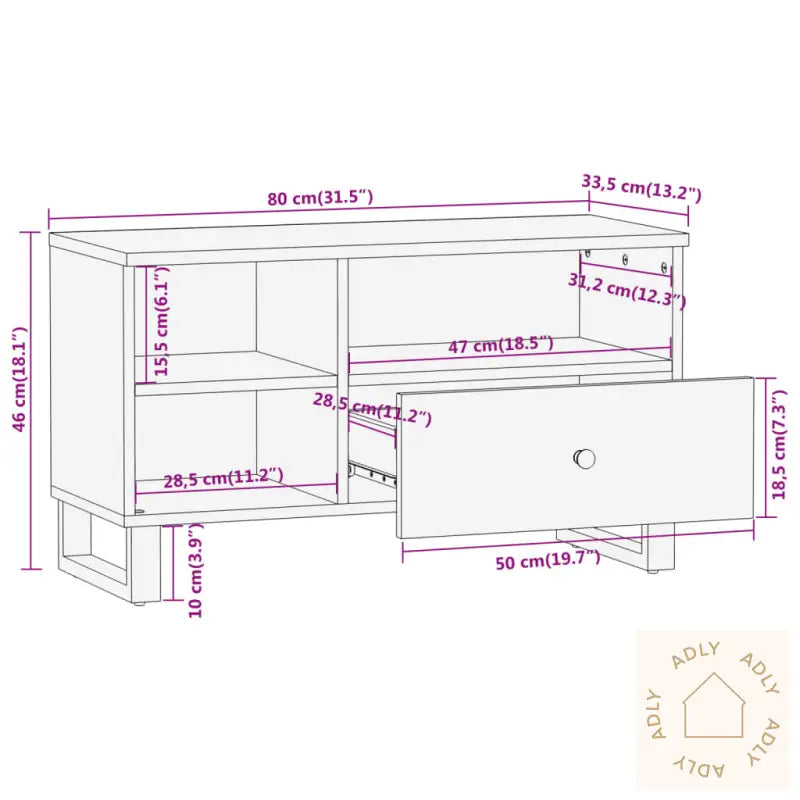 Tv-Benk Brun Og Svart 80X33,5X46 Cm Heltre Mango
