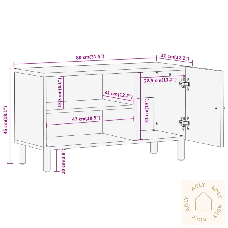 Tv-Benk 80X31X46 Cm Heltre Mango