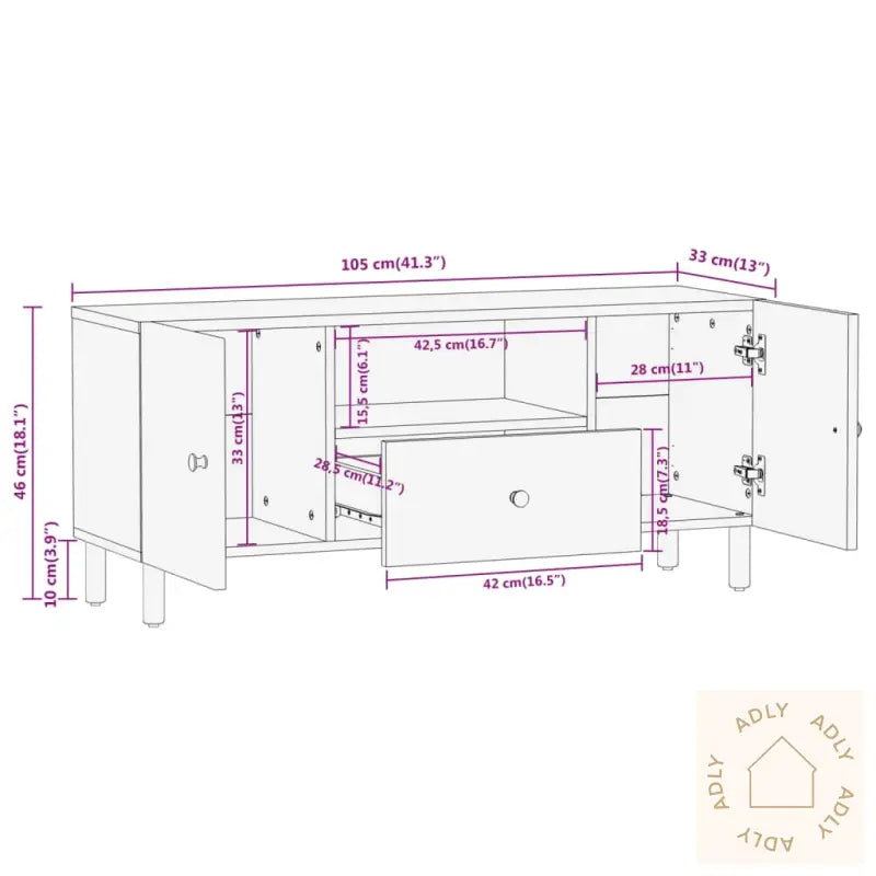 Tv-Benk 105X33X46 Cm Heltre Mango