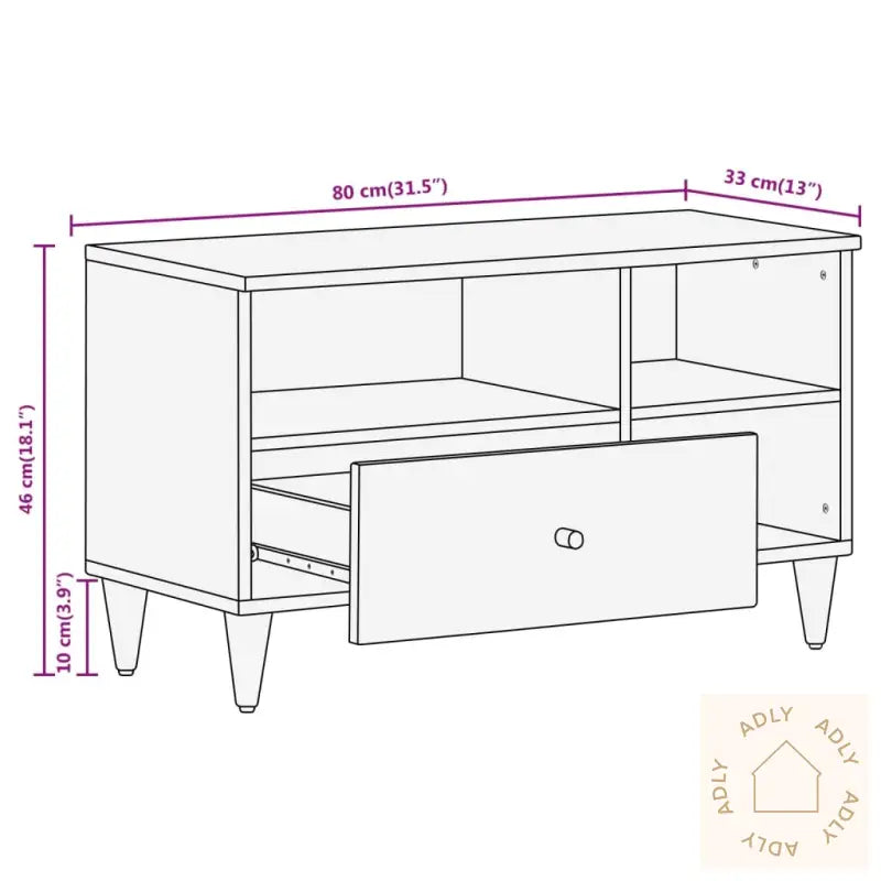 Tv-Benk 80X33X46 Cm Heltre Mango