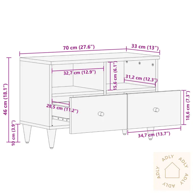 Tv-Benk 70X33X46 Cm Heltre Mango
