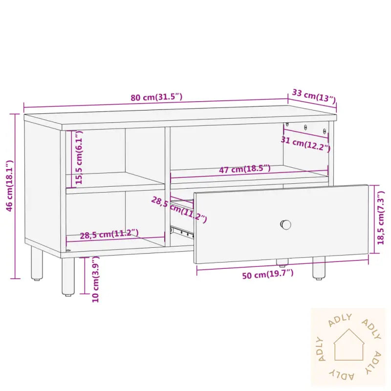 Tv-Benk 80X33X46 Cm Heltre Mango