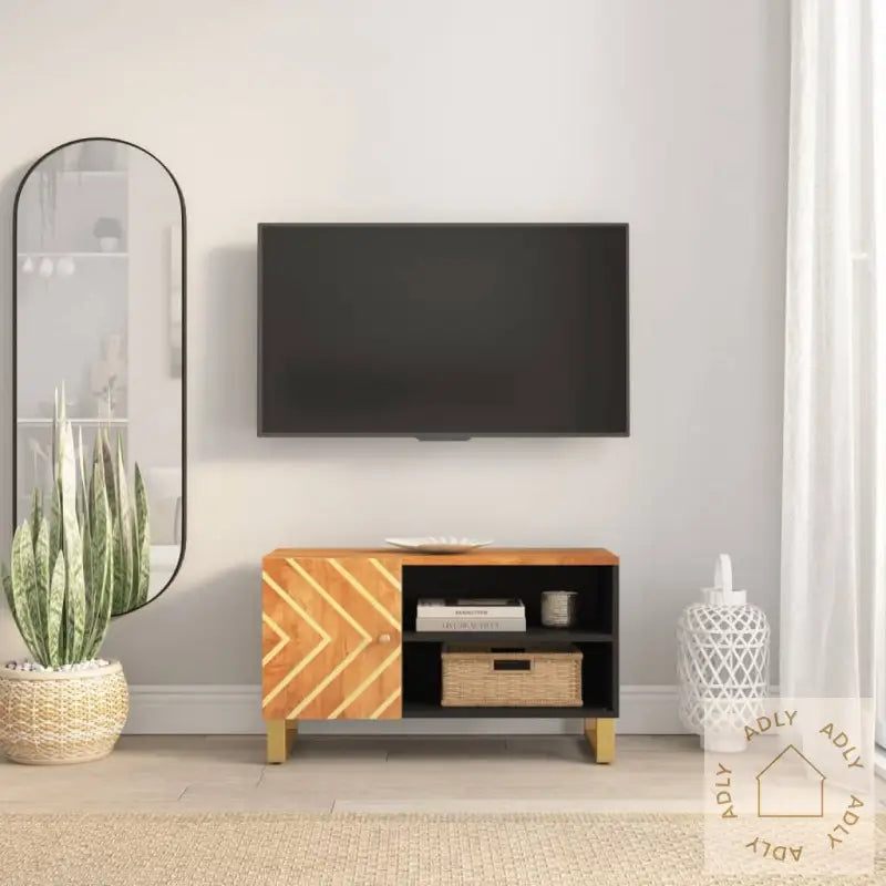 Tv-Benk Brun Og Svart 80X31,5X46 Cm Heltre Mango