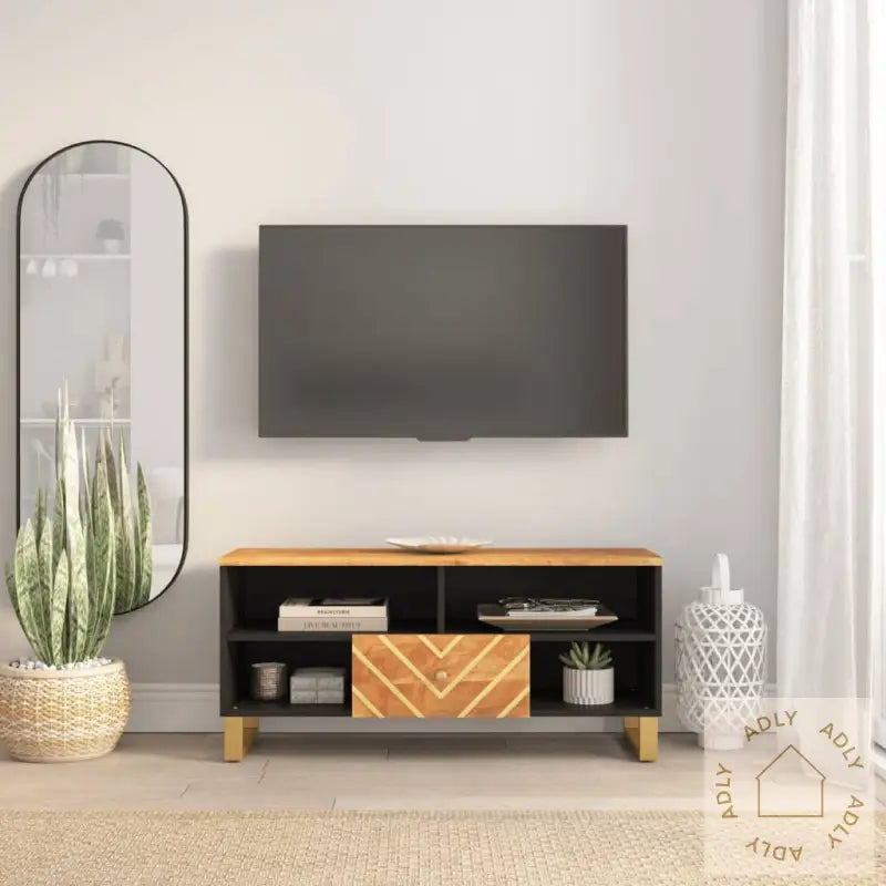 Tv-Benk Brun Og Svart 100X33,5X46 Cm Heltre Mango