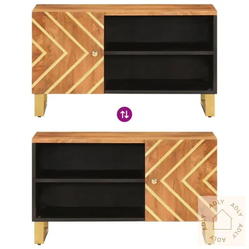 Tv-Benk Brun Og Svart 80X31,5X46 Cm Heltre Mango